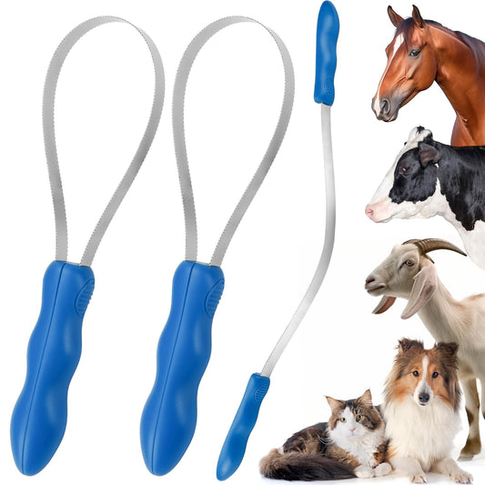 Dual-Sided Shedding Blade Dogs Hair Brush - Stainless Steel Grooming Horse Tool with No-slip Grip - Fine V1188-WTJ-SJH-1414