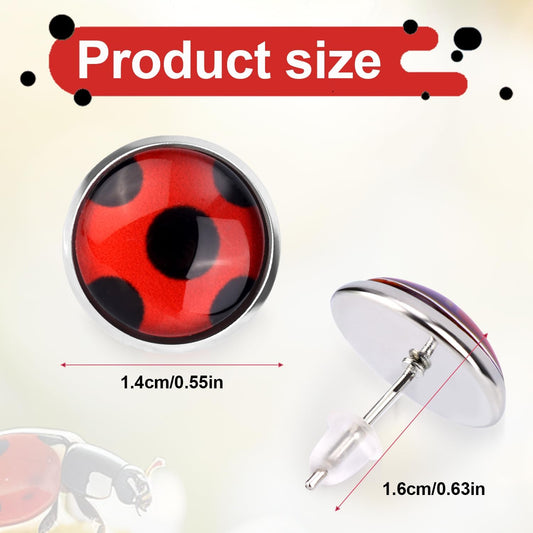 1 Pair Ladybug Earrings, Ladybug Stud Earrings Ladybug Clip on Earrings Metal Black Spot Earrings for Women V1188-WTJ-SJH-1591