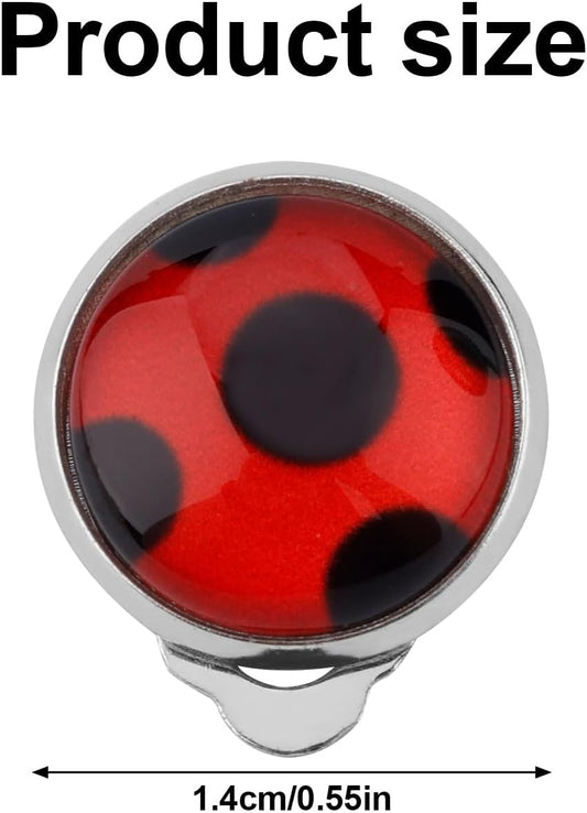 1 Pair Ladybug Earrings, Silver Clip Earrings Lady Bug Clip On Earrings Metal Red Bug Insect Stud Earrings V1188-WTJ-SJH-1609