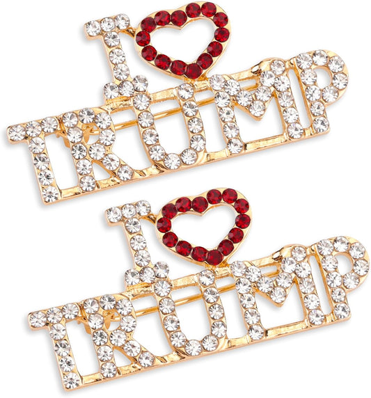 2pcs Crystal Trump Brooch - Official Trump 2024 Lapel Pin with Clear Container for Presidential Election V1188-WTJ-SJH-1617