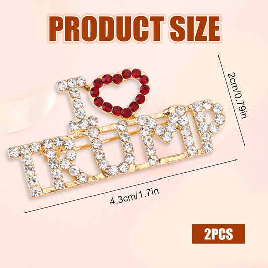 2pcs Crystal Trump Brooch - Official Trump 2024 Lapel Pin with Clear Container for Presidential Election V1188-WTJ-SJH-1617