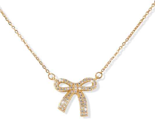 Bow Necklace, Dainty Ribbon Bowknot Chain Necklace Cute Fashion Bowtie Pendant for Choker Gold Bow Jewelry V1188-WTJ-SJH-1619
