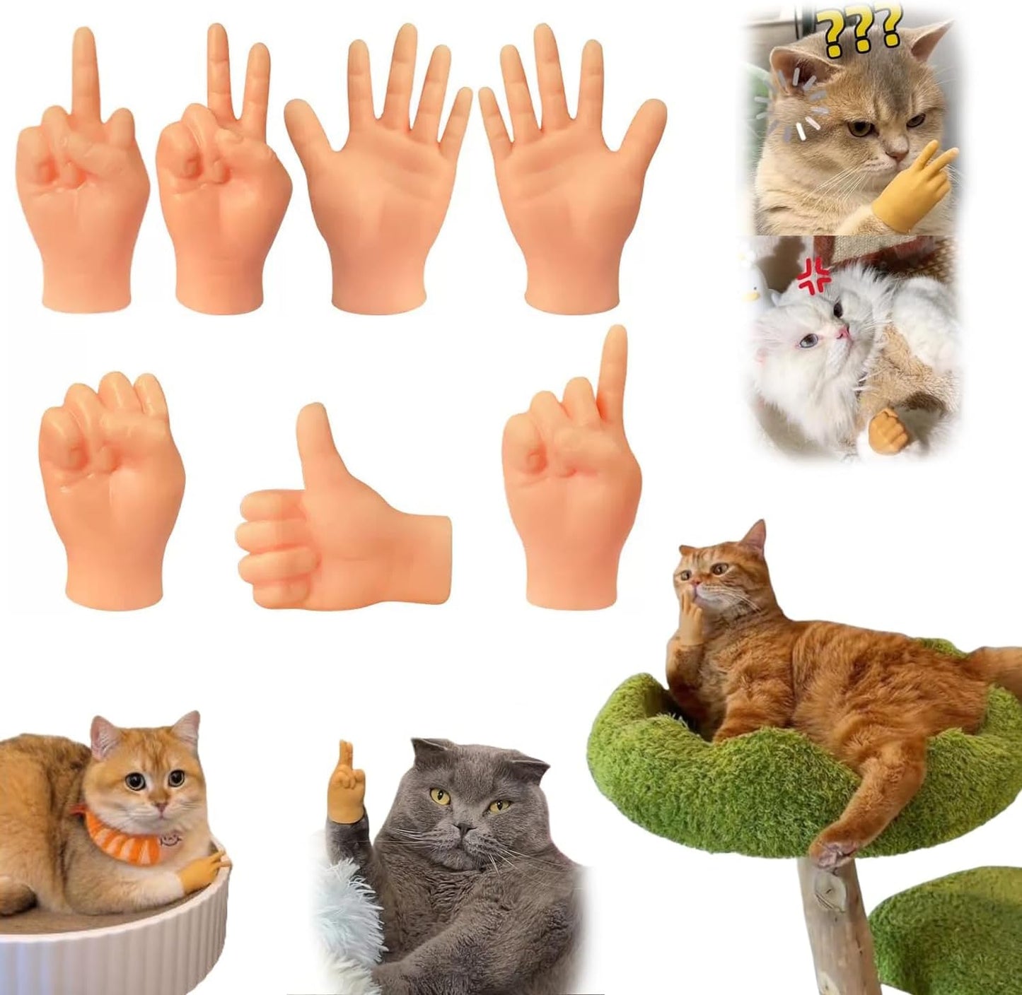 7-Pack Mini Hands for Cats, Tiny Hands for Cats,Crossed Cat Mini Hands,Small Elastic Hands for Cats,Mini V1188-WTJ-SJH-1771