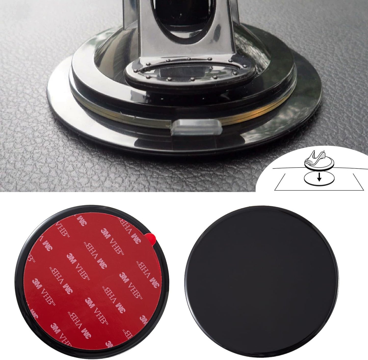 2 Pcs 70mm 3M VHB Adhesive Dashboard Pad Mounting Disk for Suction Cup Phone Mount & Garmin GPS Suction Mount V1188-WTJ-SJH-1824