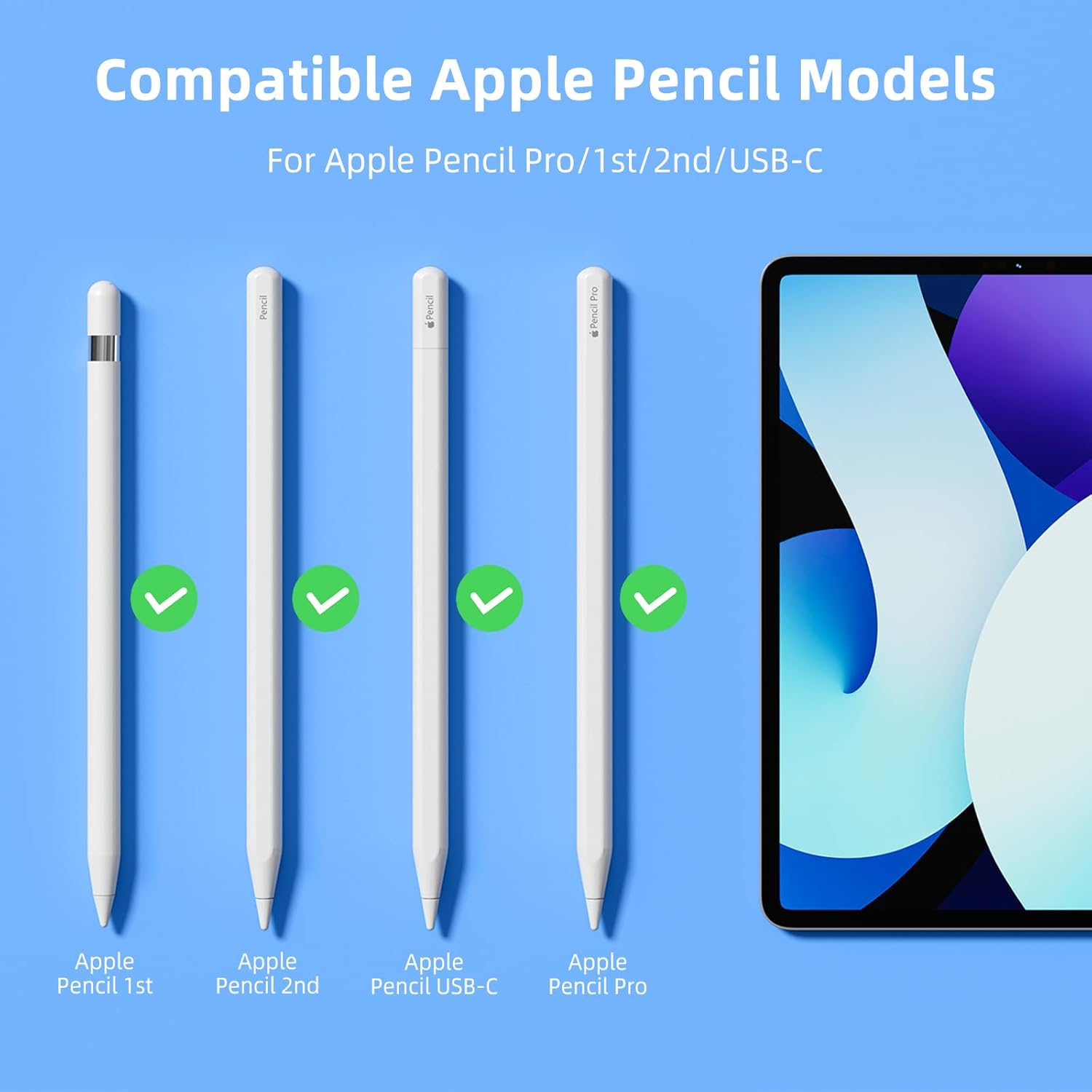 for Apple Pencil Tips Replacement,Compatible with Apple Pencil Pro/1st Generation/ 2nd Generation/USB-C (4 V1188-WTJ-SJH-1869