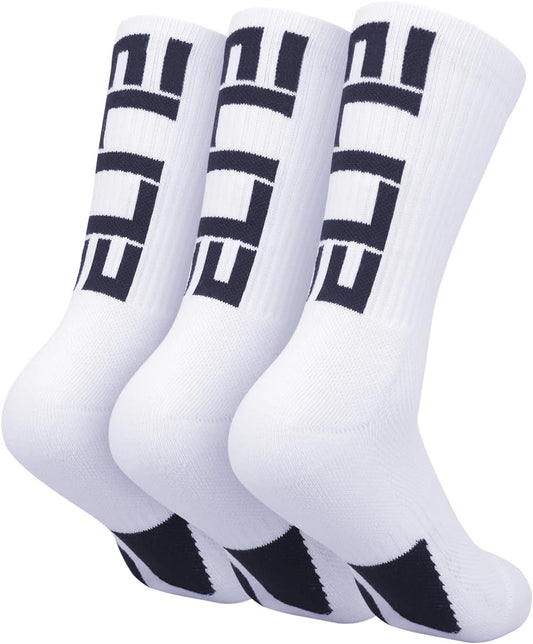 Elite Basketball Crew Socks for Men and Women, Cushion Performance Athletic Basketball Socks V1188-WTJ-TLK-0134