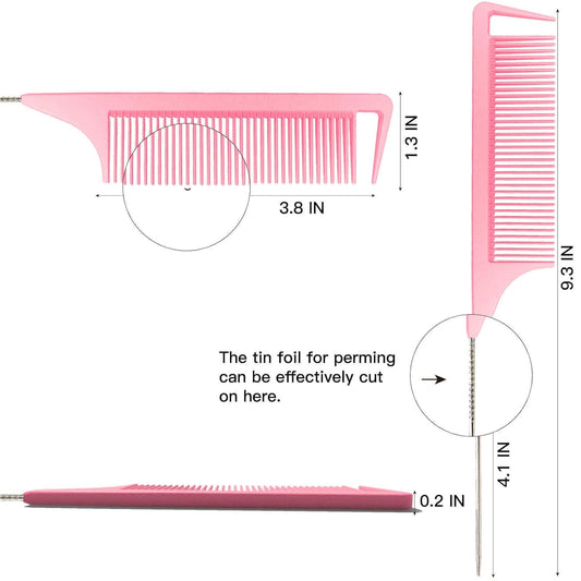 Rat Tail Combs, 3Pcs Parting Combs for Braiding Hair, Nylon Hair Comb Rat Tail Comb Rattail Comb with V1188-WTJ-TLK-0169