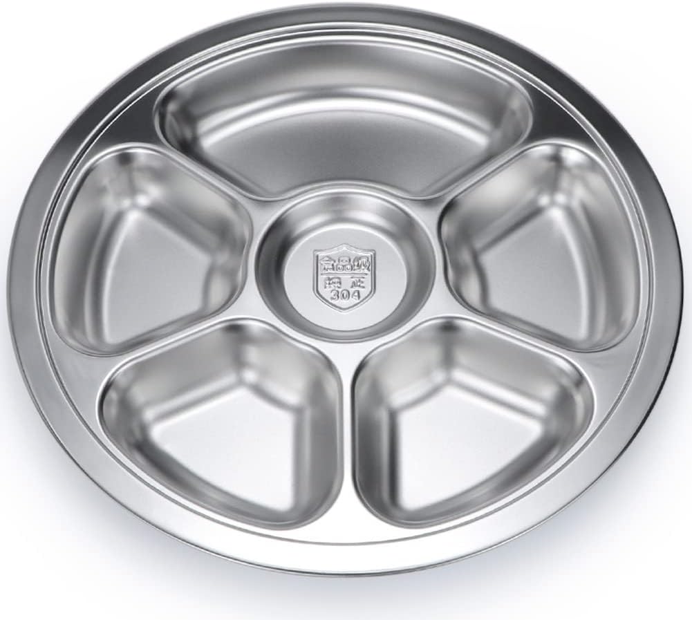 Stainless Steel Round Divided Plate 6 Sections V1188-WTJ-TLK-0186