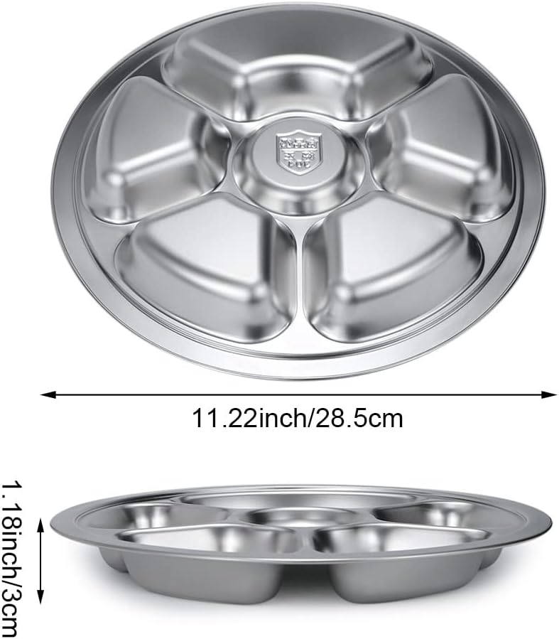 Stainless Steel Round Divided Plate 6 Sections V1188-WTJ-TLK-0186