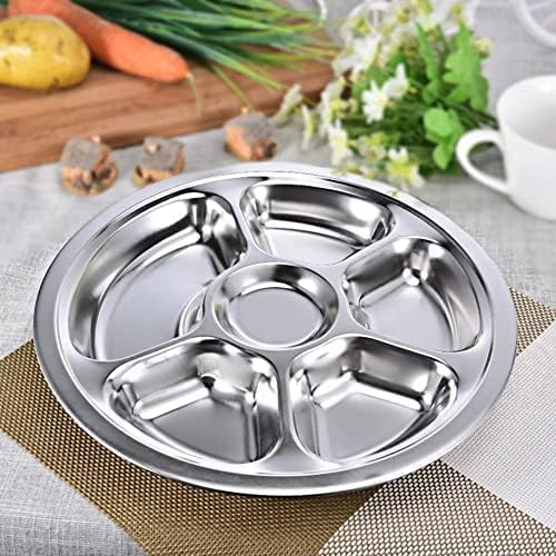 Stainless Steel Round Divided Plate 6 Sections V1188-WTJ-TLK-0186