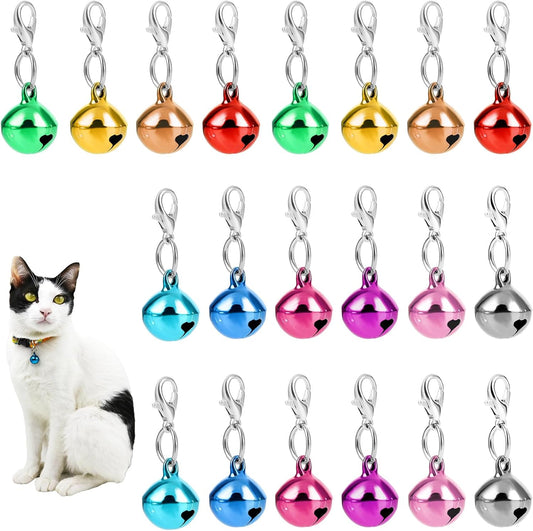 20 pcs Pet Bells for Dog Cat Collar, Metal Round Collar Charms Loud Crisp Sound with Clasps, Kitten Small V1188-WTJ-TLK-0386