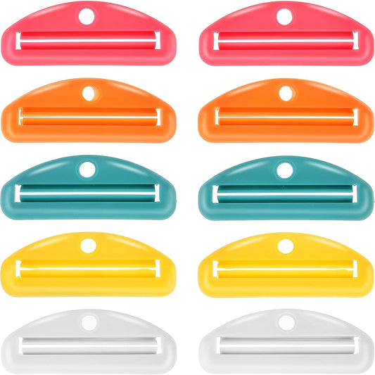 10pcs Toothpaste Squeezer, Plastic Tooth Paste Tube Wringer Dispensers Hanging Toothpaste Clips for Bathroom V1188-WTJ-TLK-0452