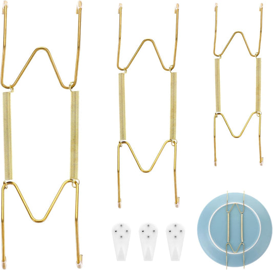 3pcs Plate Hanger for Wall, Stainless Steel 6 8 10 Inch Plate Hangers Invisible Decorative Wire Plate Holder V1188-WTJ-TLK-0472