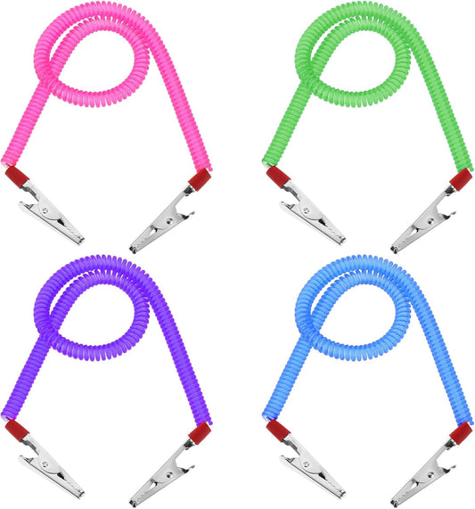 4Pcs Bib Holder Clip Dental Napkin Clip, Neck Chains with Metal Clips for Dental Clinic, Colorful Dentist Bib V1188-WTJ-TLK-0521