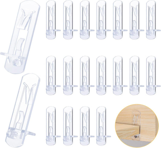 20 Pcs Plastic Locking Shelf Pins, 5mm Shelf Pins 3/4" Cabinet Shelf Clips Self-Locking Bracket Clips Shelf V1188-WTJ-TLK-0573