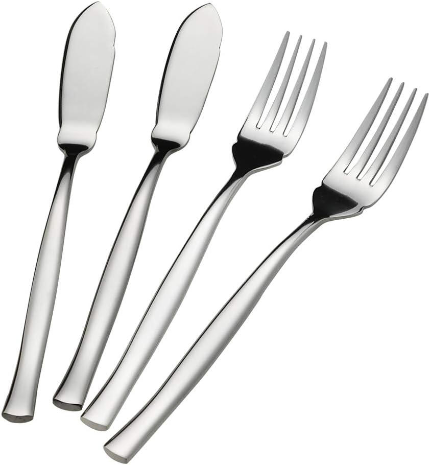 8-Piece Stainless Steel Fish Forks and Knives, Serving Set V1188-WTJ-TLK-0727