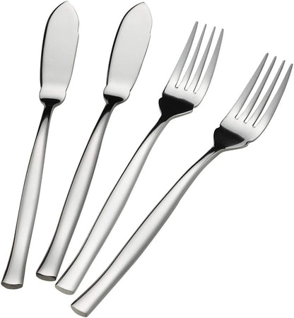 8-Piece Stainless Steel Fish Forks and Knives, Serving Set V1188-WTJ-TLK-0727
