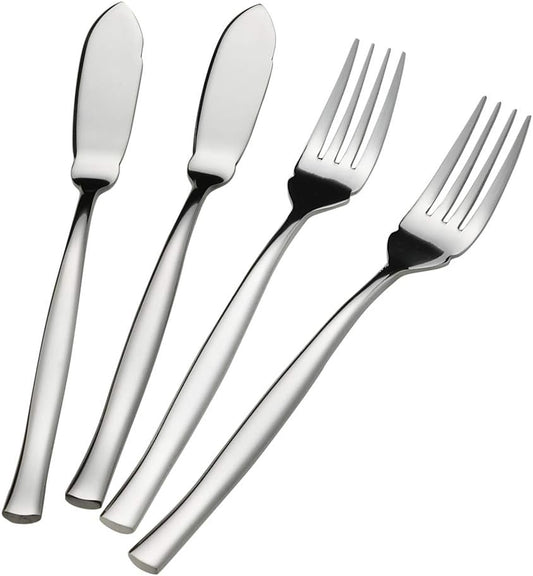 8-Piece Stainless Steel Fish Forks and Knives, Serving Set V1188-WTJ-TLK-0727