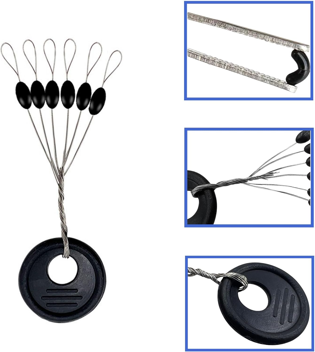 240 Pieces Middle-Sized Fishing Rubber Bobber Beads Stoppers 6 in 1 Black Float Sinker Stops V1188-WTJ-TLK-0759