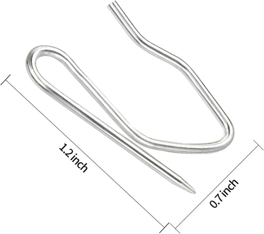 18pcs Metal Curtain Hooks, 1.2 Inch Drapery Pin and Hook for Pleated Drapes, Stainless Steel V1188-WTJ-TLK-0795