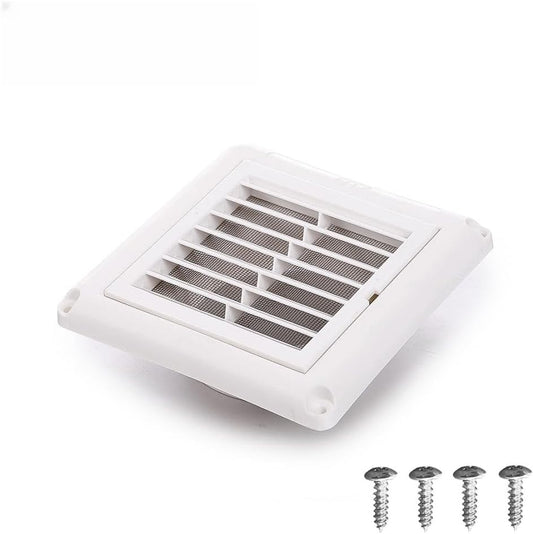 4" Louvered Vent Cover Stops Birds Nesting for Outside Dryer Exhaust Air Vent Cover with 4 Screws for Easy V1188-WTJ-TLK-0808