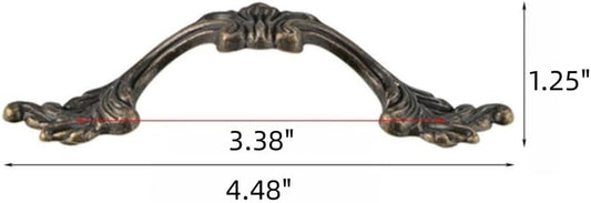 6-Pack French Drawer Pulls - Antique Brass, 3.38" Hole Centers, Vintage Shabby Chic Pulls for Dresser V1188-WTJ-TLK-0859