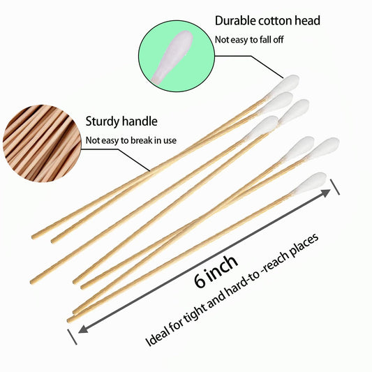 200PCS Cotten Swab Applicators, 6 Inch Long Wooden Cotton Swabs - Cleaning Gun Sterile Medical Q Sticks Tips V1188-WTJ-TLK-1063