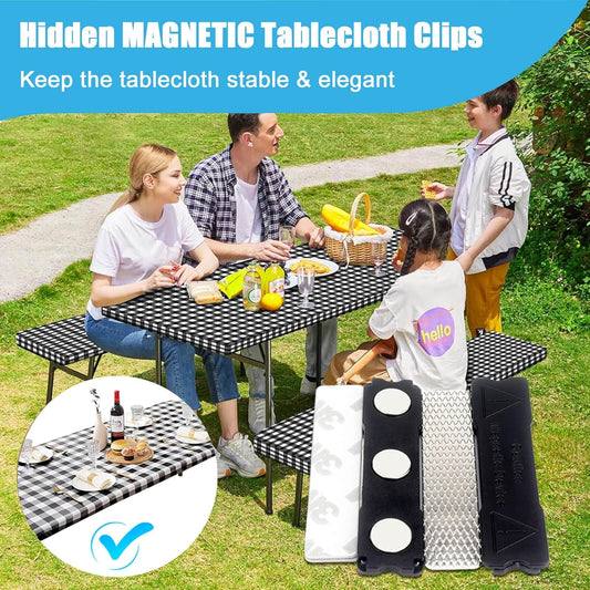 Tablecloth Clips for Thick Tables 6 Pack, Invisible Magnets Picnic Table Cloth Holder Clip Indoor Outdoor V1188-WTJ-TLK-1180
