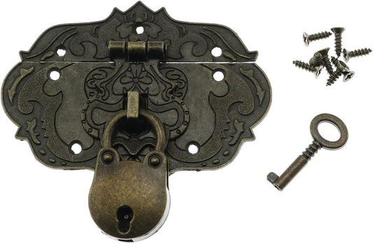 Antique Embossing Decorative Brass Hasp Clasp Latch Lock with Screws for Jewelry Box Ordinary Box Wooden Case V1188-WTJ-TLK-1239