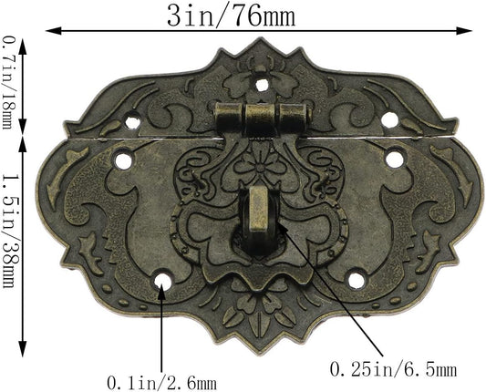 Antique Embossing Decorative Brass Hasp Clasp Latch Lock with Screws for Jewelry Box Ordinary Box Wooden Case V1188-WTJ-TLK-1239
