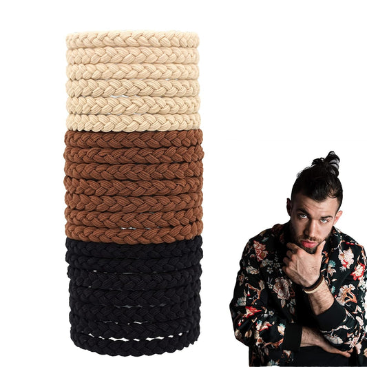20 Pieces Braided Hair Ties For Men Guys, For Curly Thick Long Hair Elastic Bracelet Hair Ties, No Damage, NO V1188-WTJ-TLK-1247