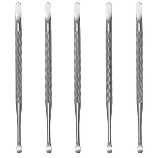 Professional Cuticle Pusher and Spoon Nail Cleaner | 5 Pack | Dual Sided Stainless Steel Pusher and Nail V1188-WTJ-TLK-1279