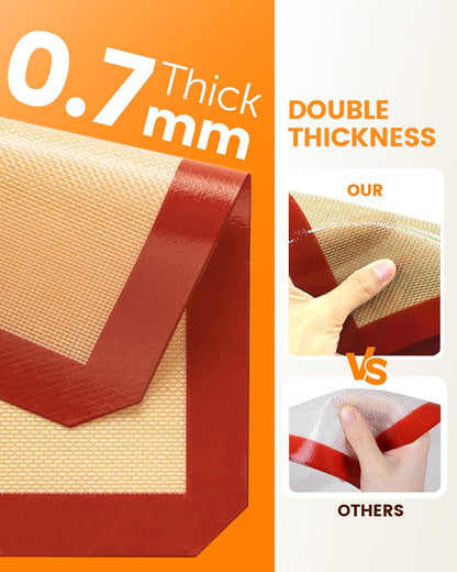 Silicone Mats, 2 Pack Nonstick Baking Sheet Liners, 26" x 11" Pastry Mat for Cookies, Candy, Bread & Pastry V1188-WTJ-TLK-1295