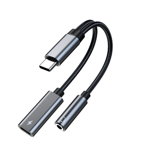 Samsung Galaxy S25 Headphone Adapter, USB C to AUX Mic Jack with PD 60W Fast Charging for Stereo, Earphones, V1188-WTJ-TLK-1296