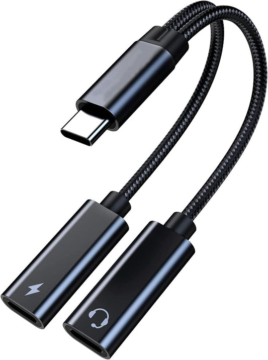 USB C Splitter, Dual USB C Headphones and Charger Adapter with PD 60W Fast Charging for iPhone 16/16Pro/16Pro V1188-WTJ-TLK-1297