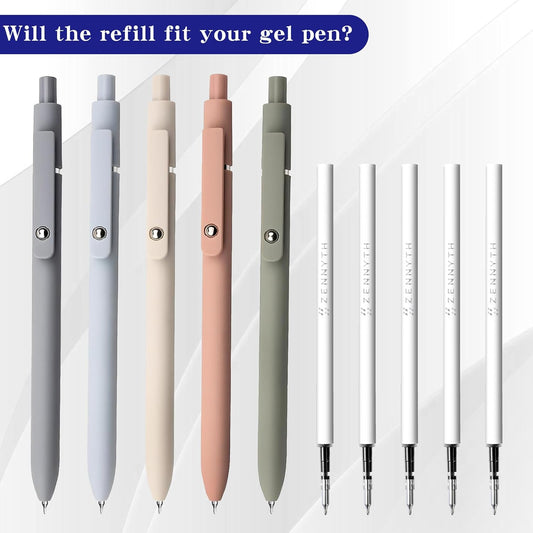 Gel Pen Refills 0.5 for Click pens with Spring, Quick Drying Ink Pen Refills Black Smooth Writing pens for V1188-WTJ-TLK-1315
