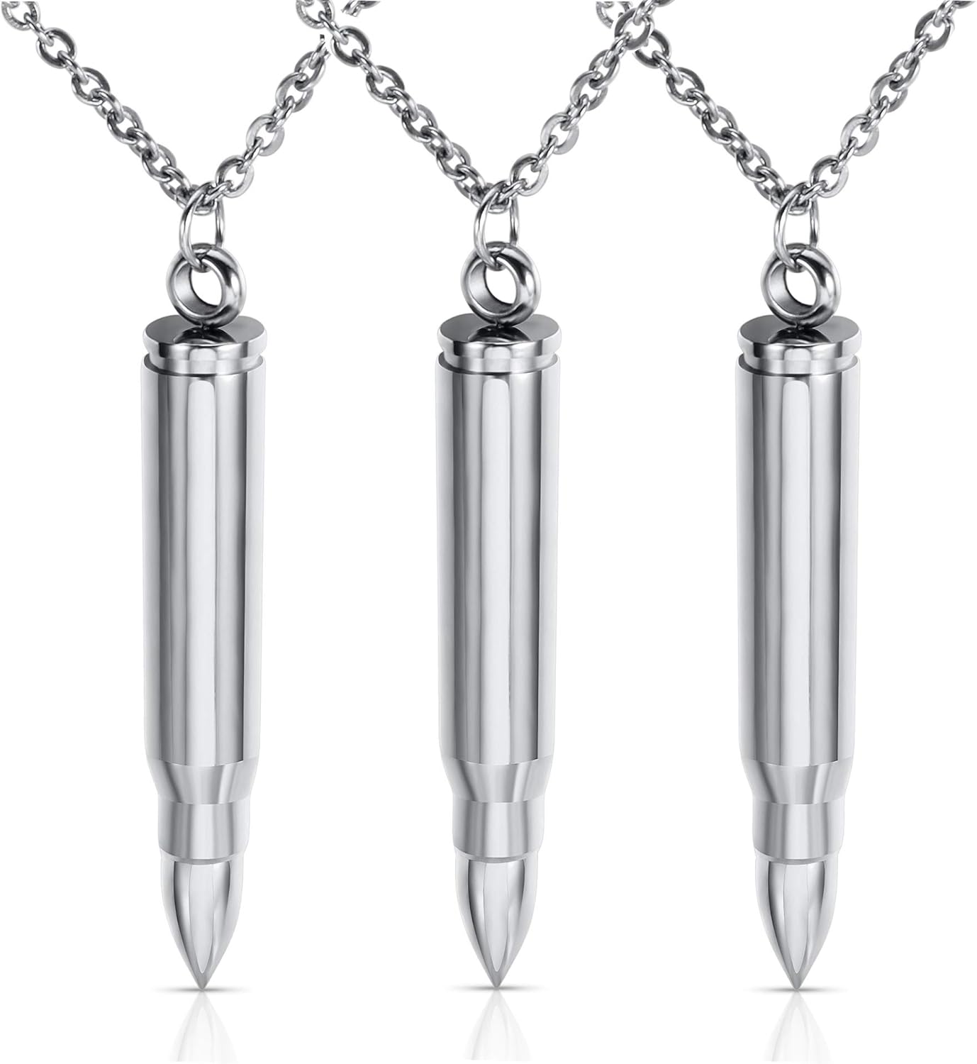 3PCS Personalized Stainless Steel Bullet Urn Necklace Keepsake Memorial Ashes Urn Necklaces for Men V1188-WTJ-TLK-2747