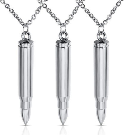 3PCS Personalized Stainless Steel Bullet Urn Necklace Keepsake Memorial Ashes Urn Necklaces for Men V1188-WTJ-TLK-2747