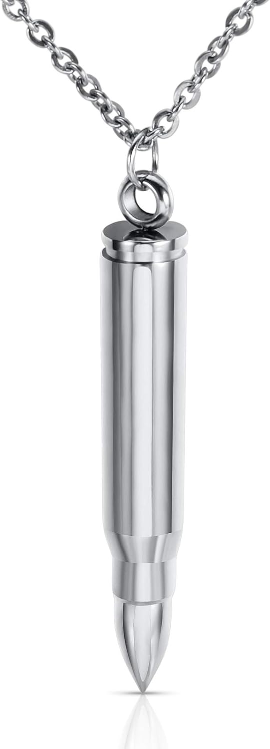 3PCS Personalized Stainless Steel Bullet Urn Necklace Keepsake Memorial Ashes Urn Necklaces for Men V1188-WTJ-TLK-2747