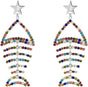 Multicolor Crystal CZ Fishbone Dangle Earrings for Women Statement Large Long Fish Skeleton Earrings V1188-WTJ-TLK-2801