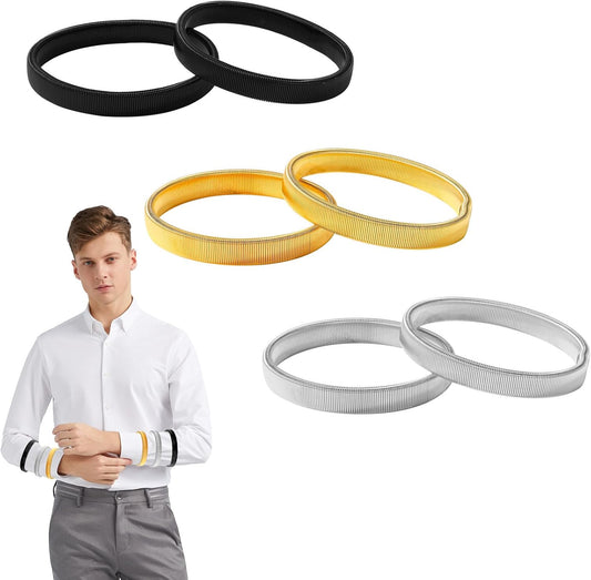 6pcs Sleeve Garters, Anti-Slip Shirt Sleeve Holder Stretchy Metal Arm Band Unisex Arm Strap to Hold up V1188-WTJ-TLK-3093