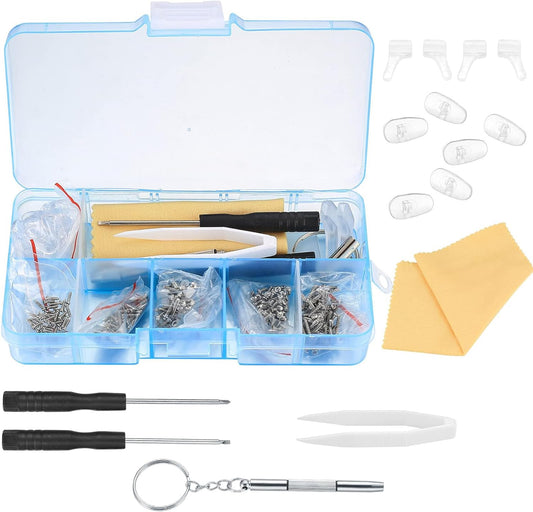 Eyeglasses Repair Kit, Sunglasses Repair Kit, Includes Glasses Screws and Screwdrivers, Glasses Nose V1188-WTJ-YL-2436