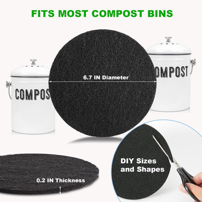 Charcoal Filters for Kitchen Compost Bin, 6 Pack Filters for Compost Pails Countertop Bin Replacement, V1188-WTJ-YL-2550