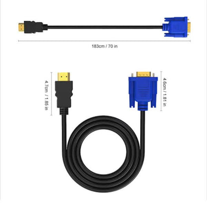 HDMI to VGA Cable 1.8m 1080P Full HD Support PC, Laptop, DVD, HD V1188-XJCJ-112347