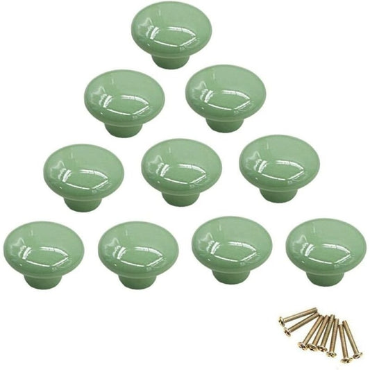 Ceramic Knobs: Green Porcelain Drawer and Cabinet Handles, Vintage Spring Interior Accessories, Compatible V1188-XJCJ-116711