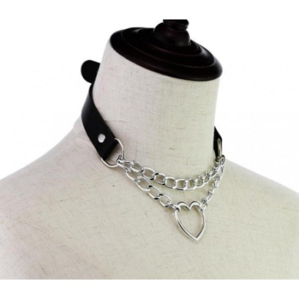 Black PU Leather Necklace with Heart V1188-XJCJ-119628