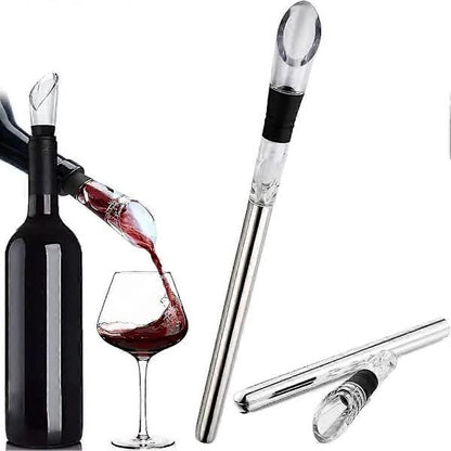 Wine Cooler Chiller 2-Pack Stainless Steel with Aerator Compatible with Standard Bottles V1188-XJCJ-121828