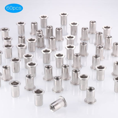60pcs 304 Stainless Steel Rivet Nut M8 Flat Head Blind Nut Threaded Rivet Nut Rivet Nut for Threaded Insert V1188-XJCJ-136565