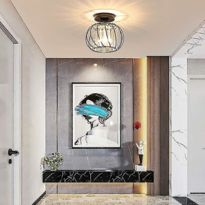 Modern Crystal Ceiling Light E27 LED Chandelier Compatible with Philips, Black Design for Kitchen Dining Room V1188-XJCJ-137173