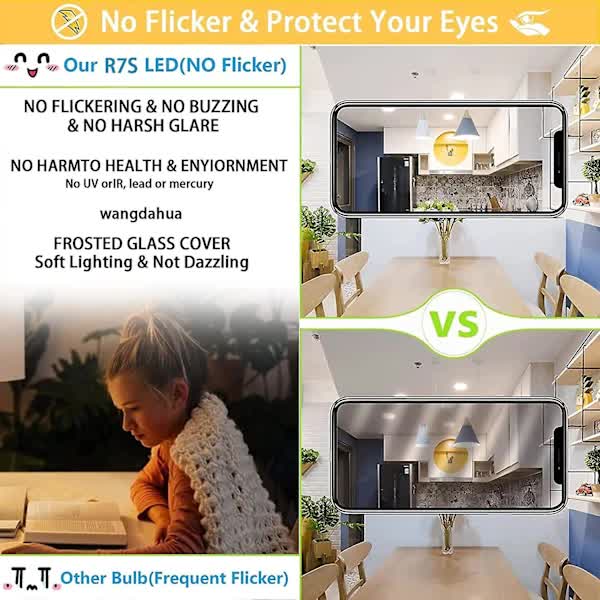 2 Pcs R7s 118mm 30W Dimmable LED Bulb Warm White 3000K Flicker Free V1188-XJEE-28187-1